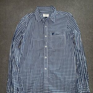 American Eagle Outfitters Navy and White Checkered Shirt